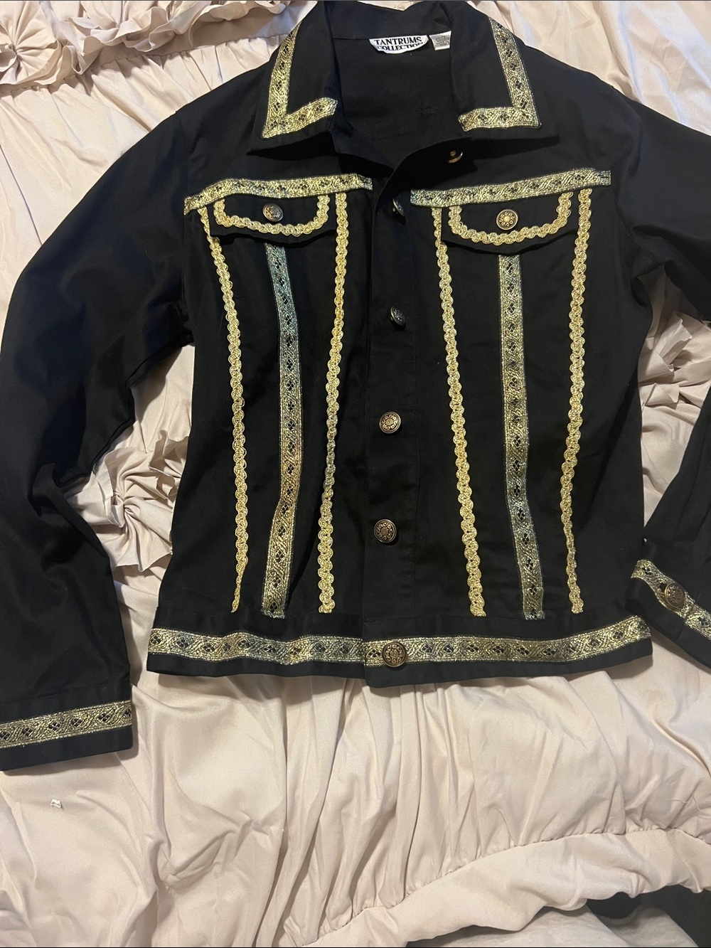 Vintage Tantrums Black Blazer with Gold Trim and Buttons